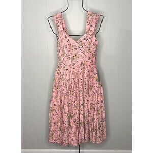 NEW Gal‎ Meets Glam Sarah Sleeveless Midi Dress Pink Floral Garden Party Size 2